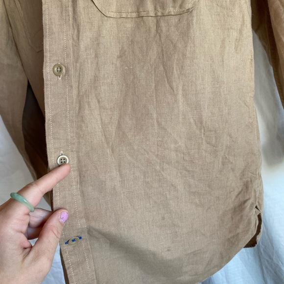 Linen Blend Neutral Button Up - Picture 5 of 7